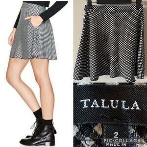 Aritzia Talula Mini Skater A-line Acadamia Skirt black & white check sz 2 #53388